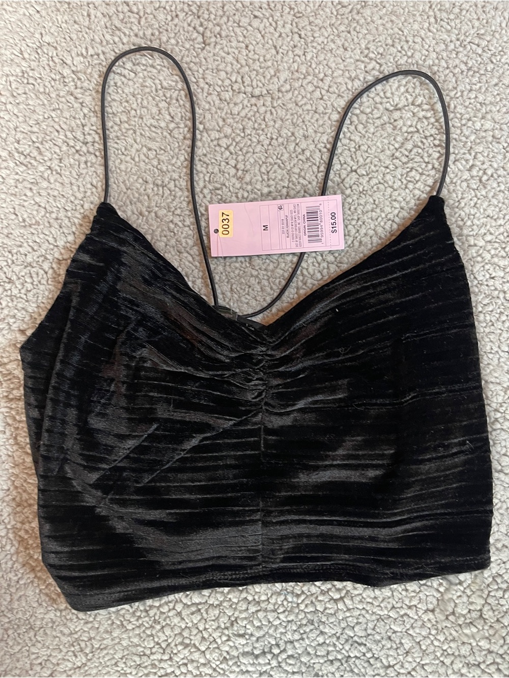 wild fable Black Velvet Ruched Crop Cami